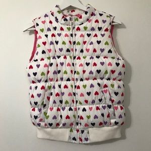 Crazy 8 Hearts Print Puffer Zip Vest size 14